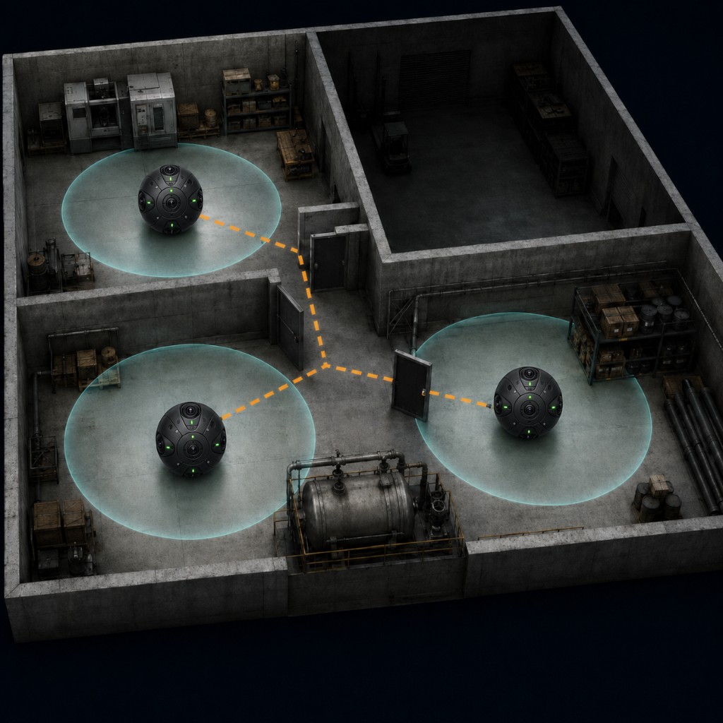 Three Eye Ball units networked across an industrial facility